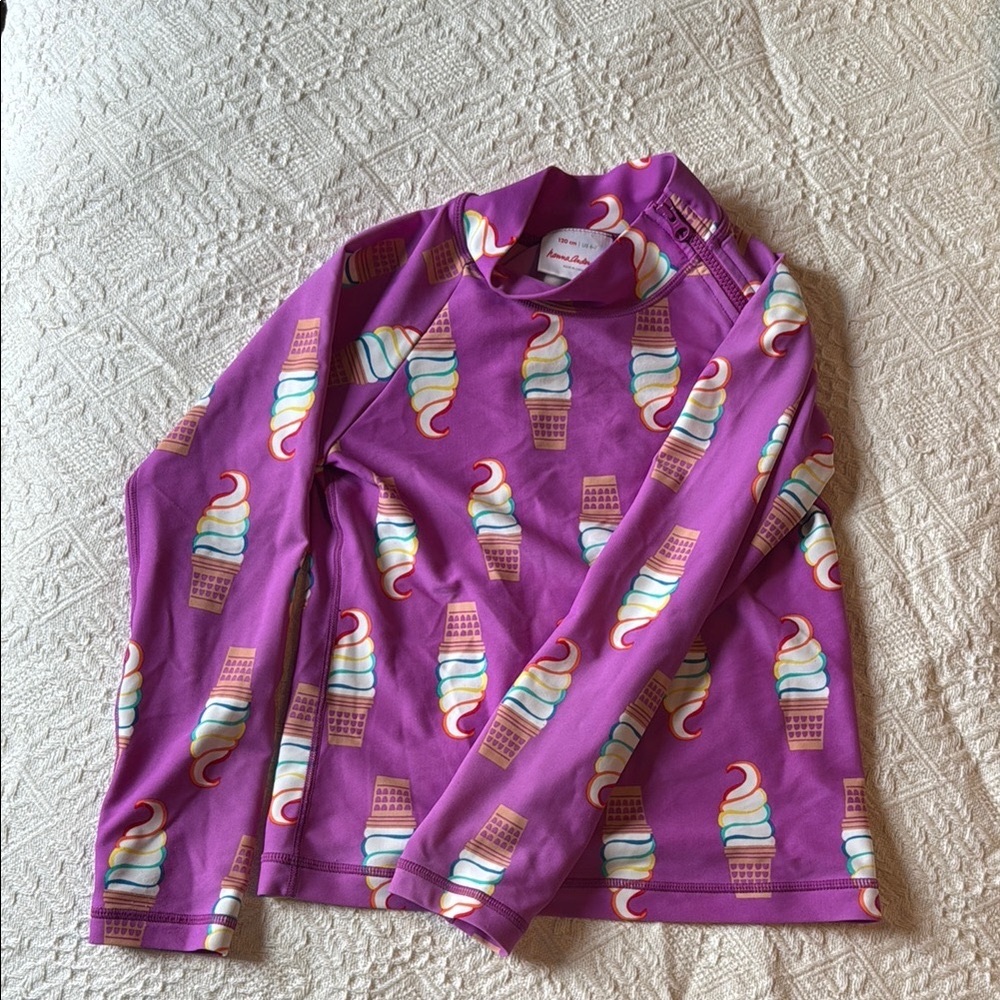 Hanna Andersson Purple Ice Cream Kids Swim Rashguard